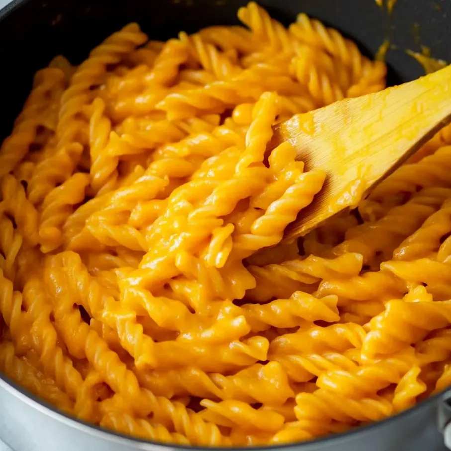 Gelbe Schüssel mit Pasta.