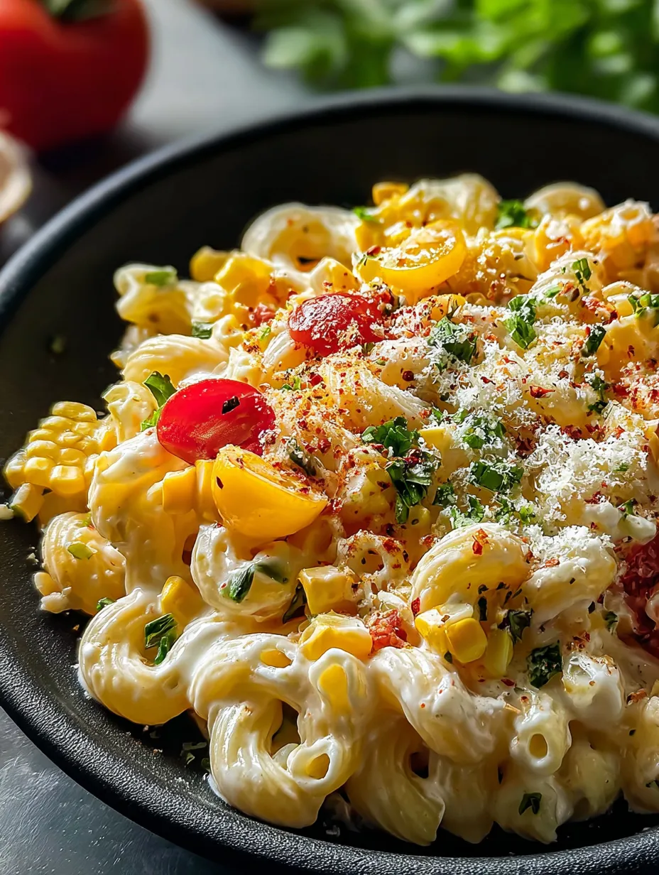 Eine Schüssel Pasta mit Tomaten und Käse.