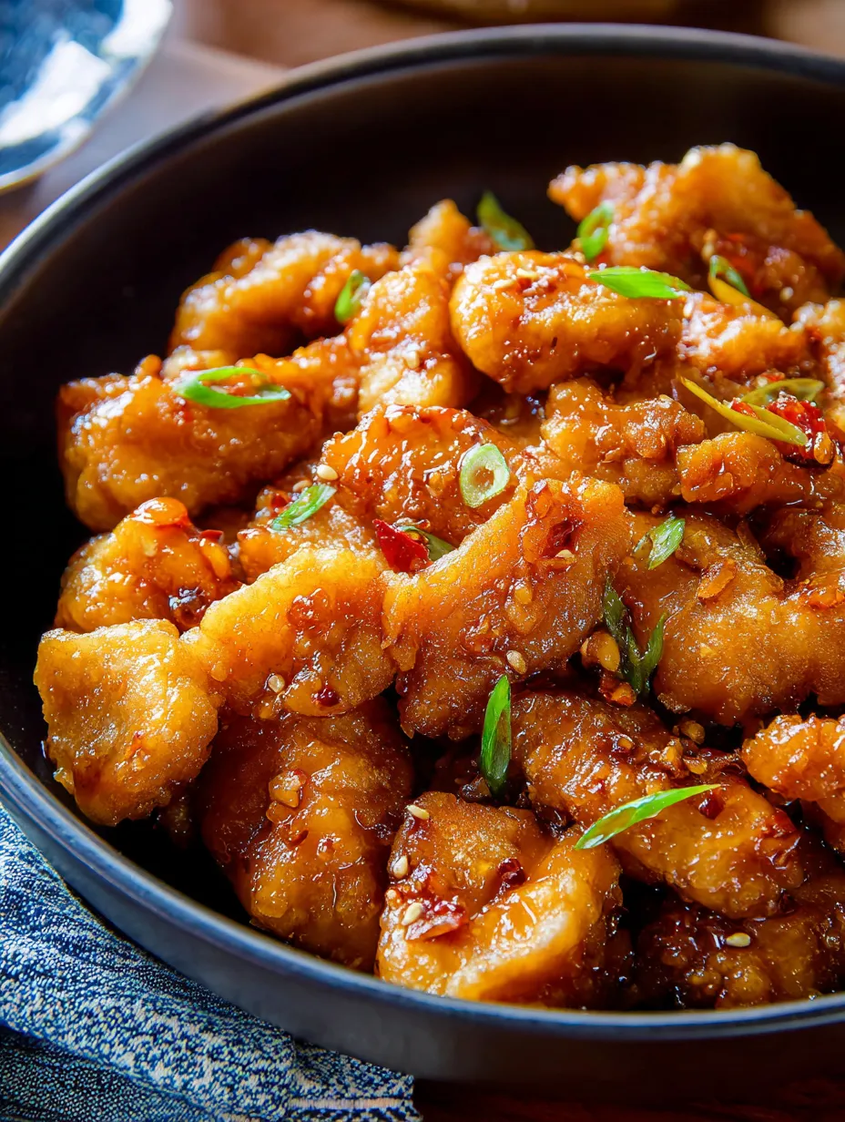 Eine Schüssel Hähnchen in Soße.
