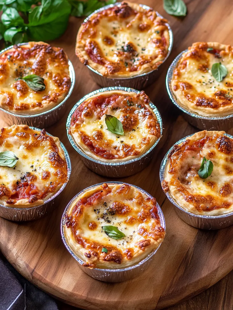 Ein Blech Mini-Pizzas mit Käse und Spinat.