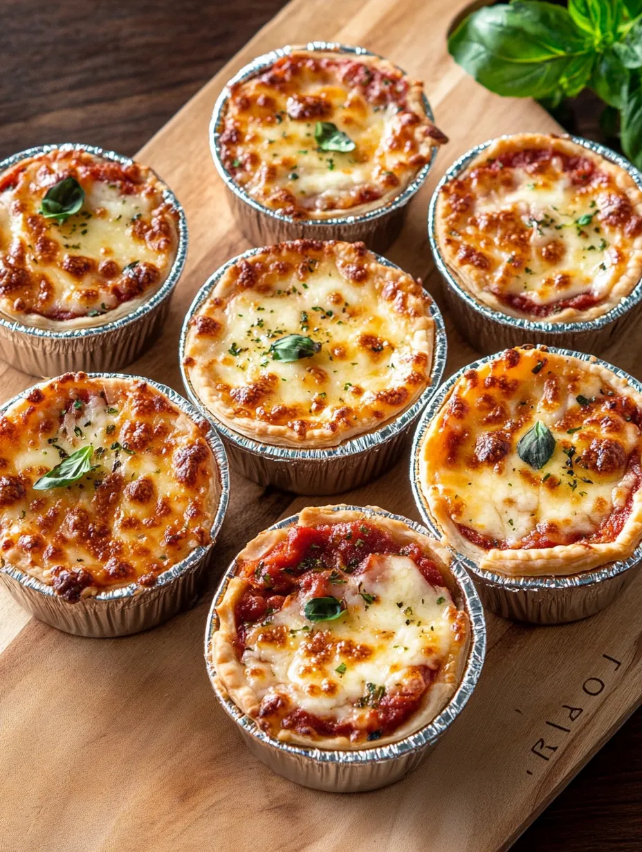 Ein Blech mit Mini-Pizzas, Käse und Tomatensauce.