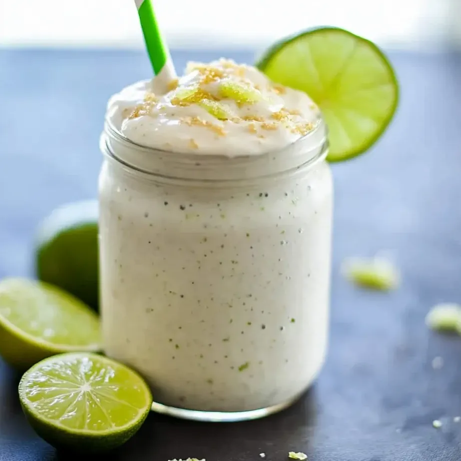 Ein Glas Joghurt mit grünem Strohhalm.