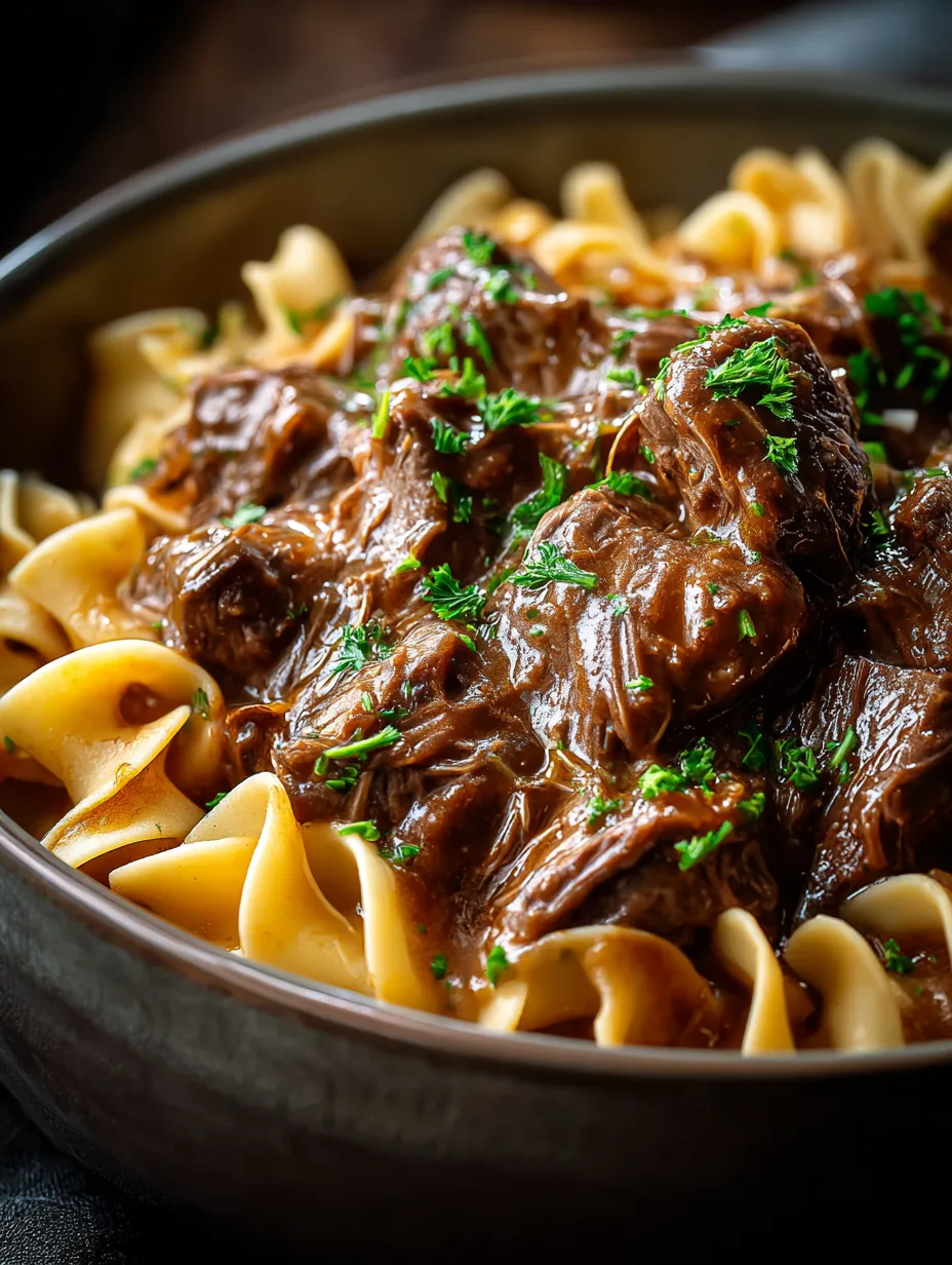 Eine Schüssel Pasta mit Fleisch und Gemüse.