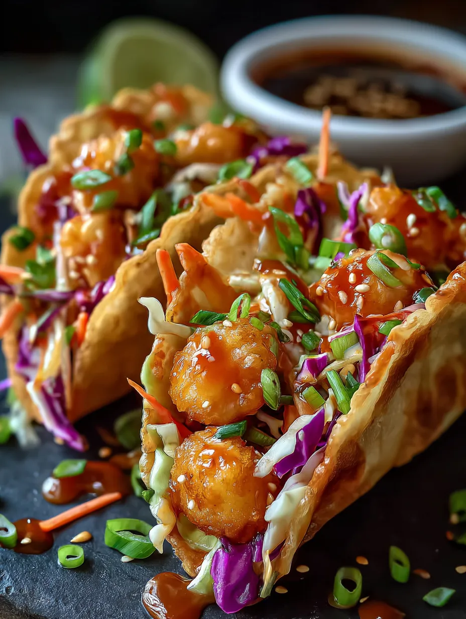 Ein Taco mit Garnelen und Gemüse.