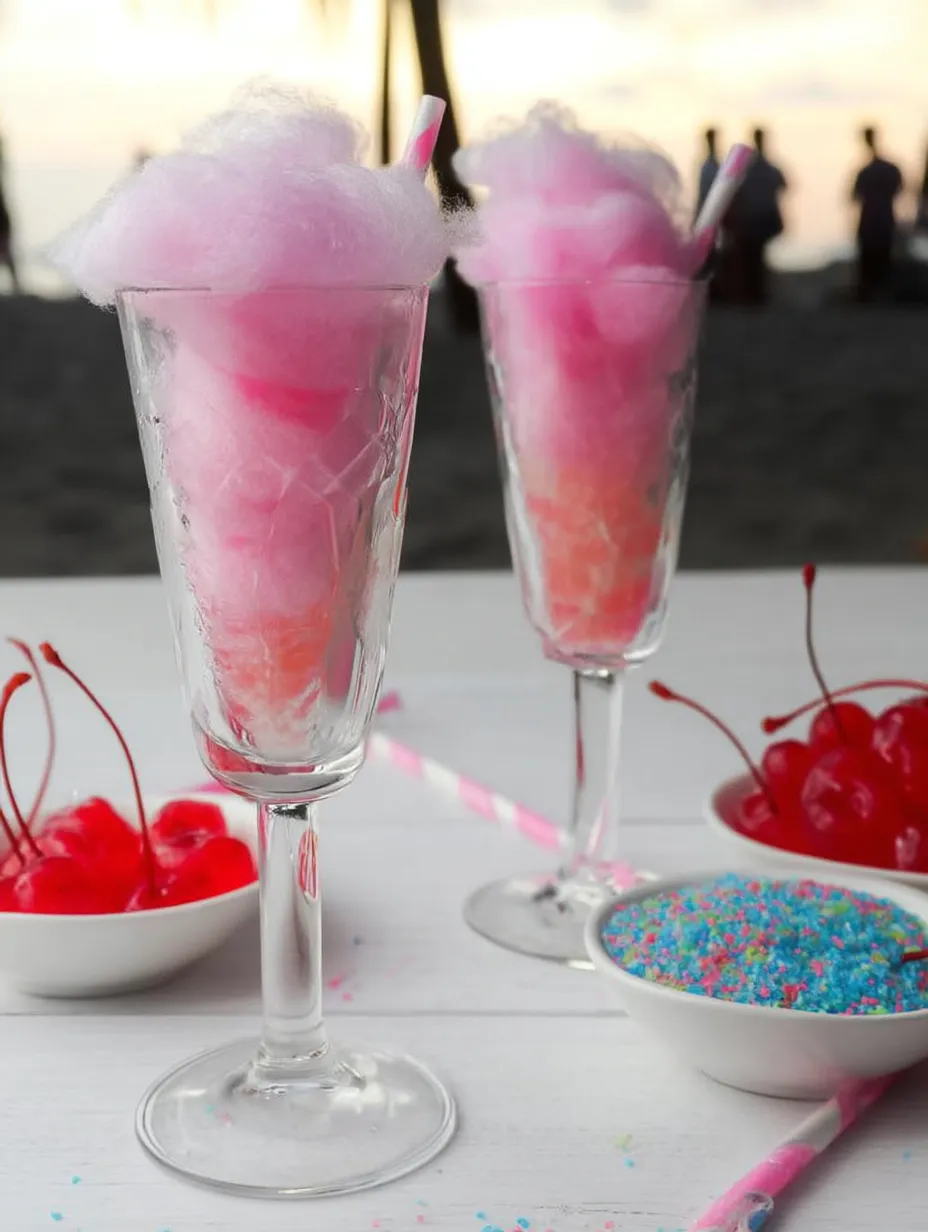 Zwei Gläser mit pinker Zuckerwatte.