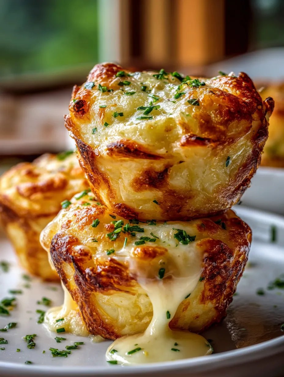 Drei Muffins gefüllt mit Käse und Kräutern.