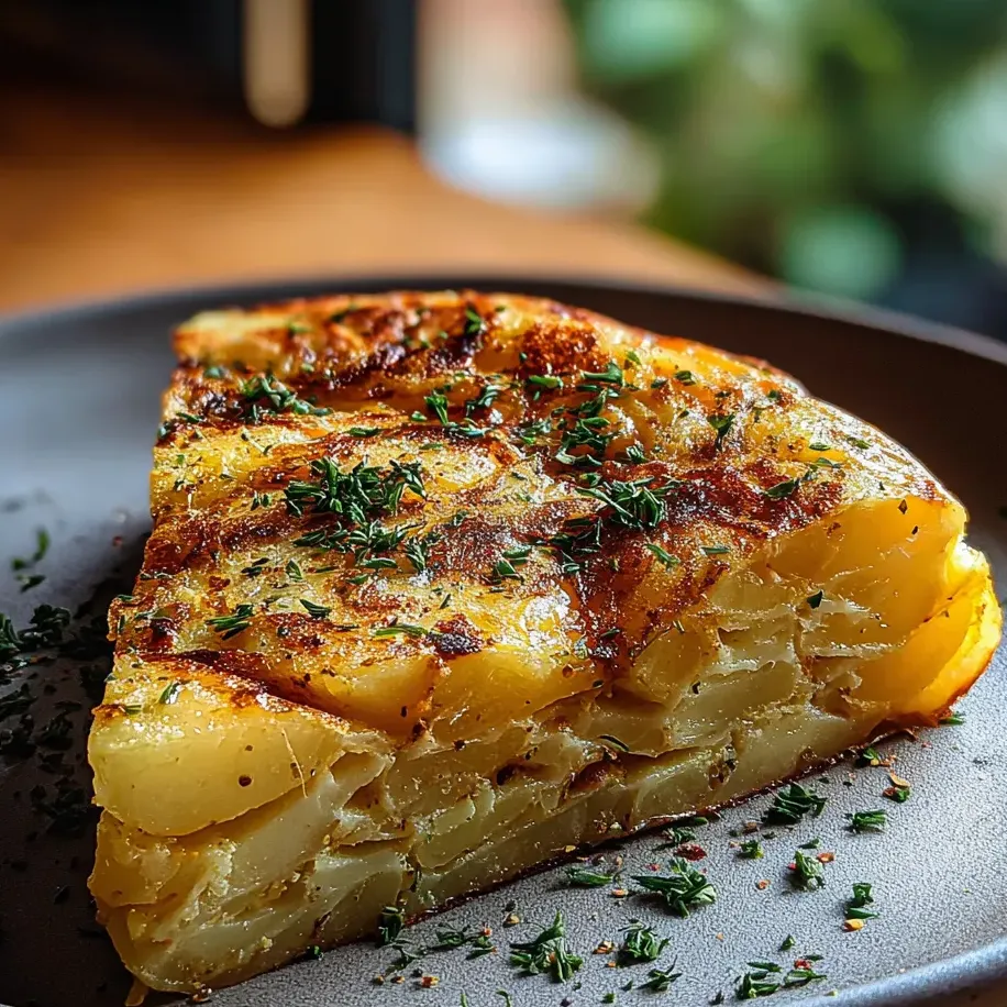 Ein Stück Pizza mit Kräutern oben drauf.