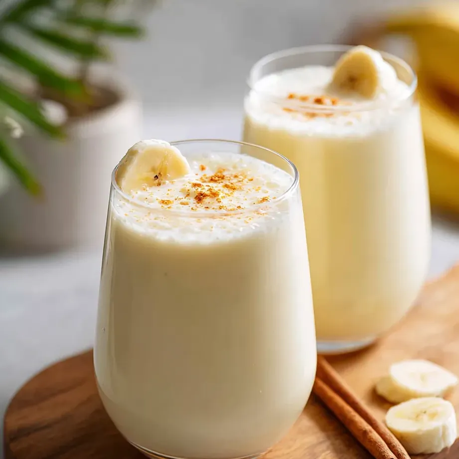 Zwei Gläser Bananenmilch.