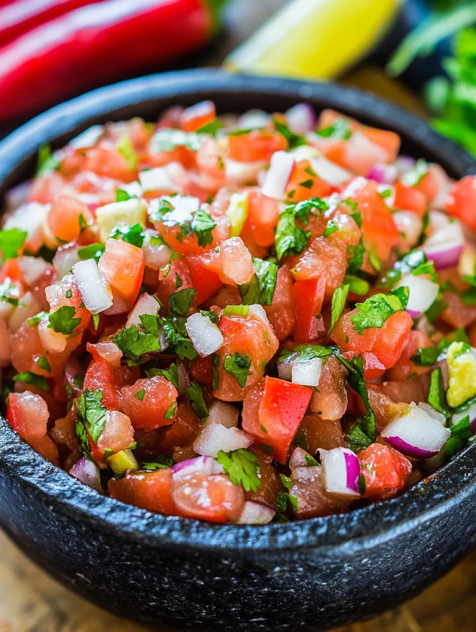 Eine Schale mit Salsa aus Tomaten, Zwiebeln und Koriander.