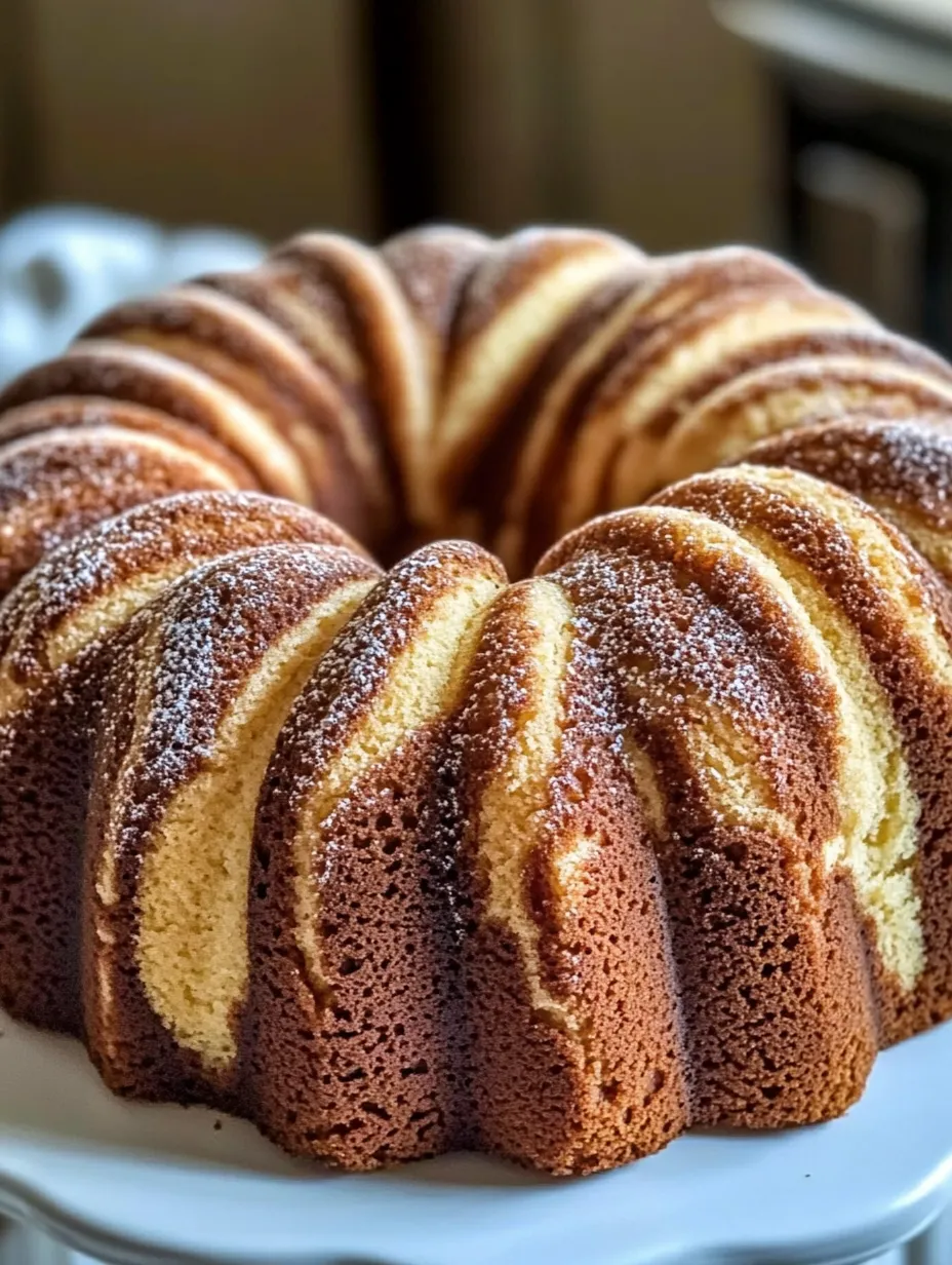 Ein Kuchen mit braun-weißer Glasur.