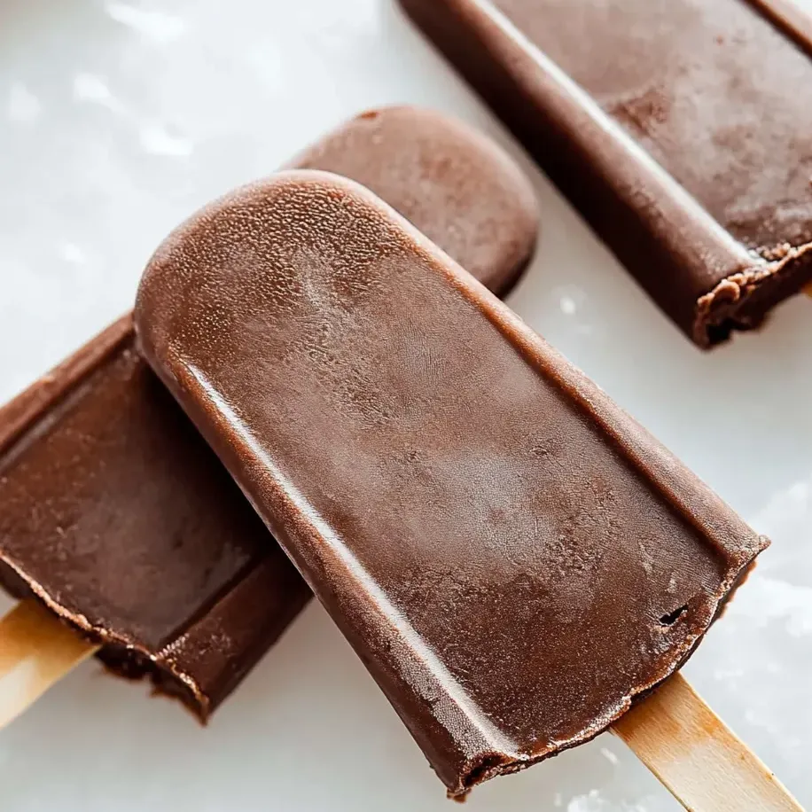 Schoko Eis am Stiel liegen auf dem Tisch.