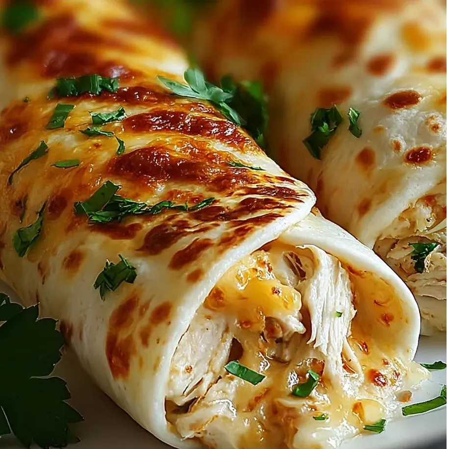 Ein Teller mit einem Burrito und einem Hähnchen-Wrap.