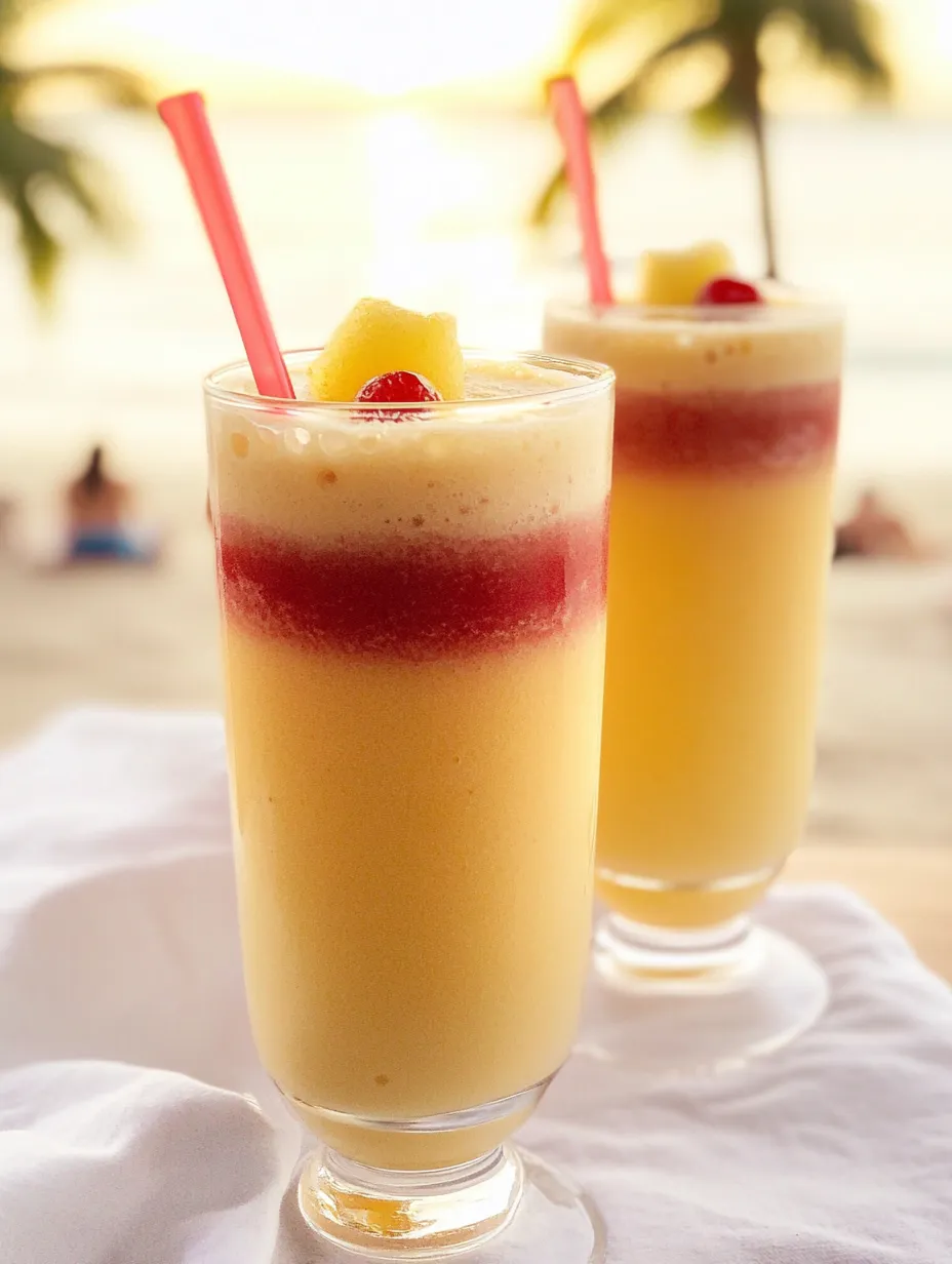 Zwei Gläser mit Ananassaft und Strohhalm.