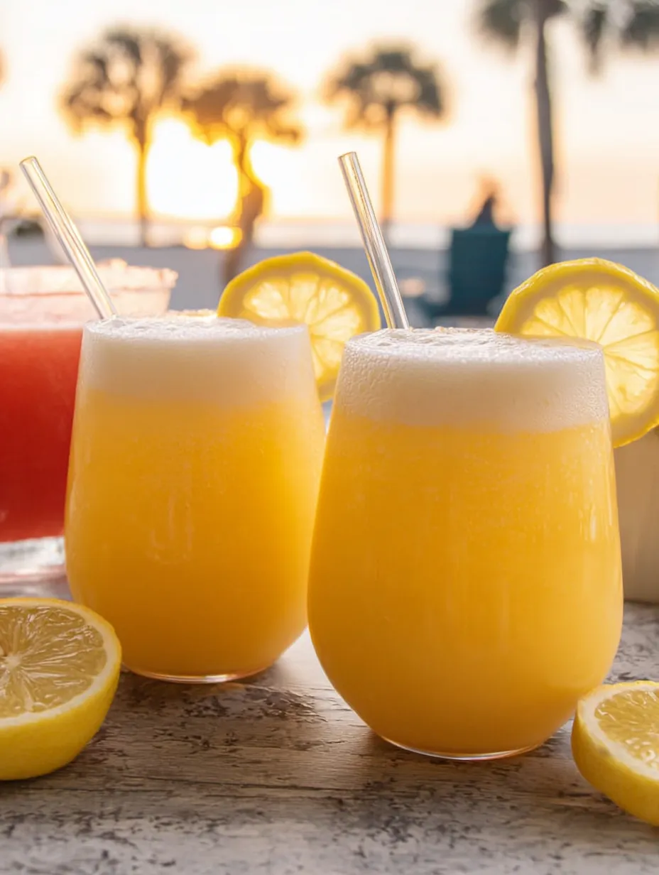 Drei Gläser Limonade auf einem Tisch.