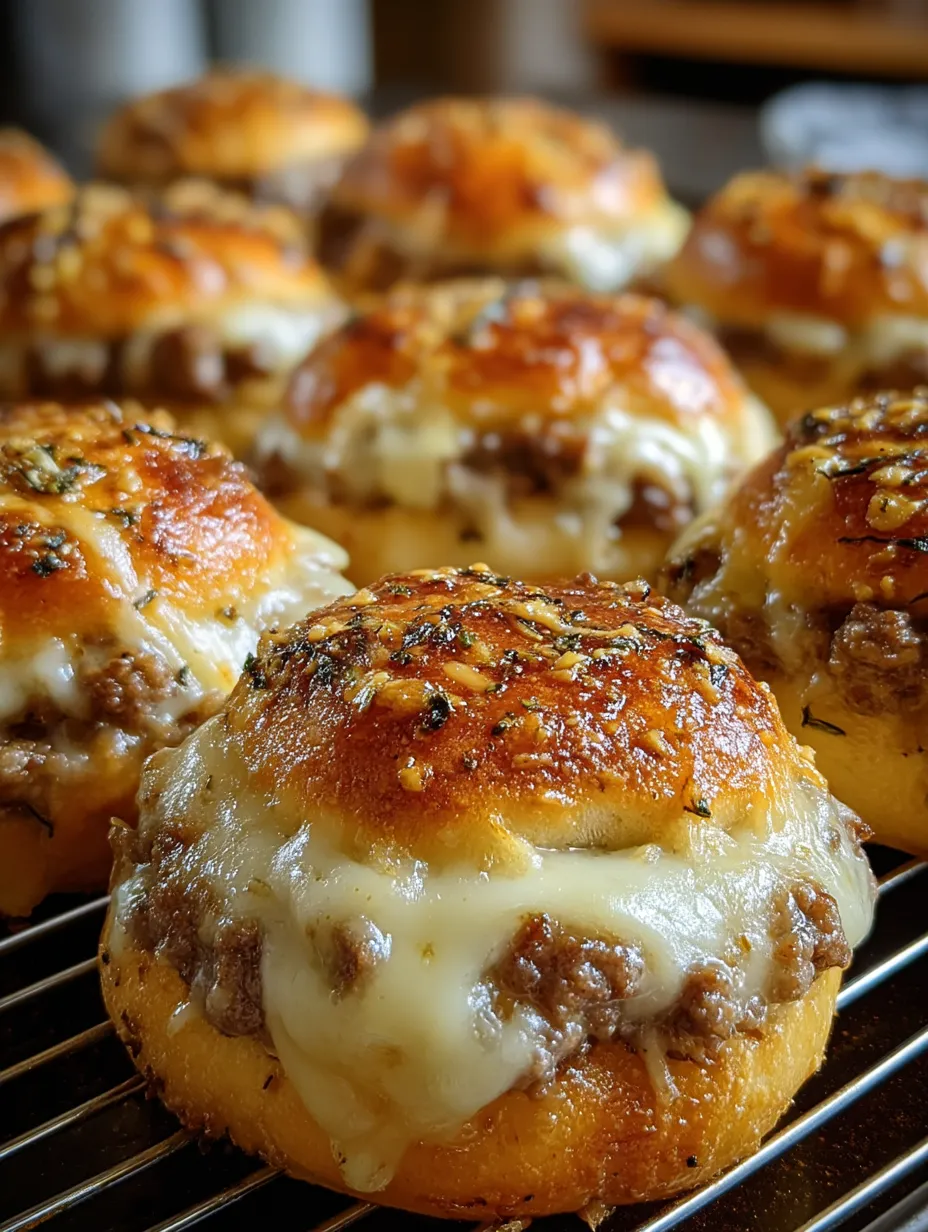 Tablett mit Käse-Fleischbällchen.