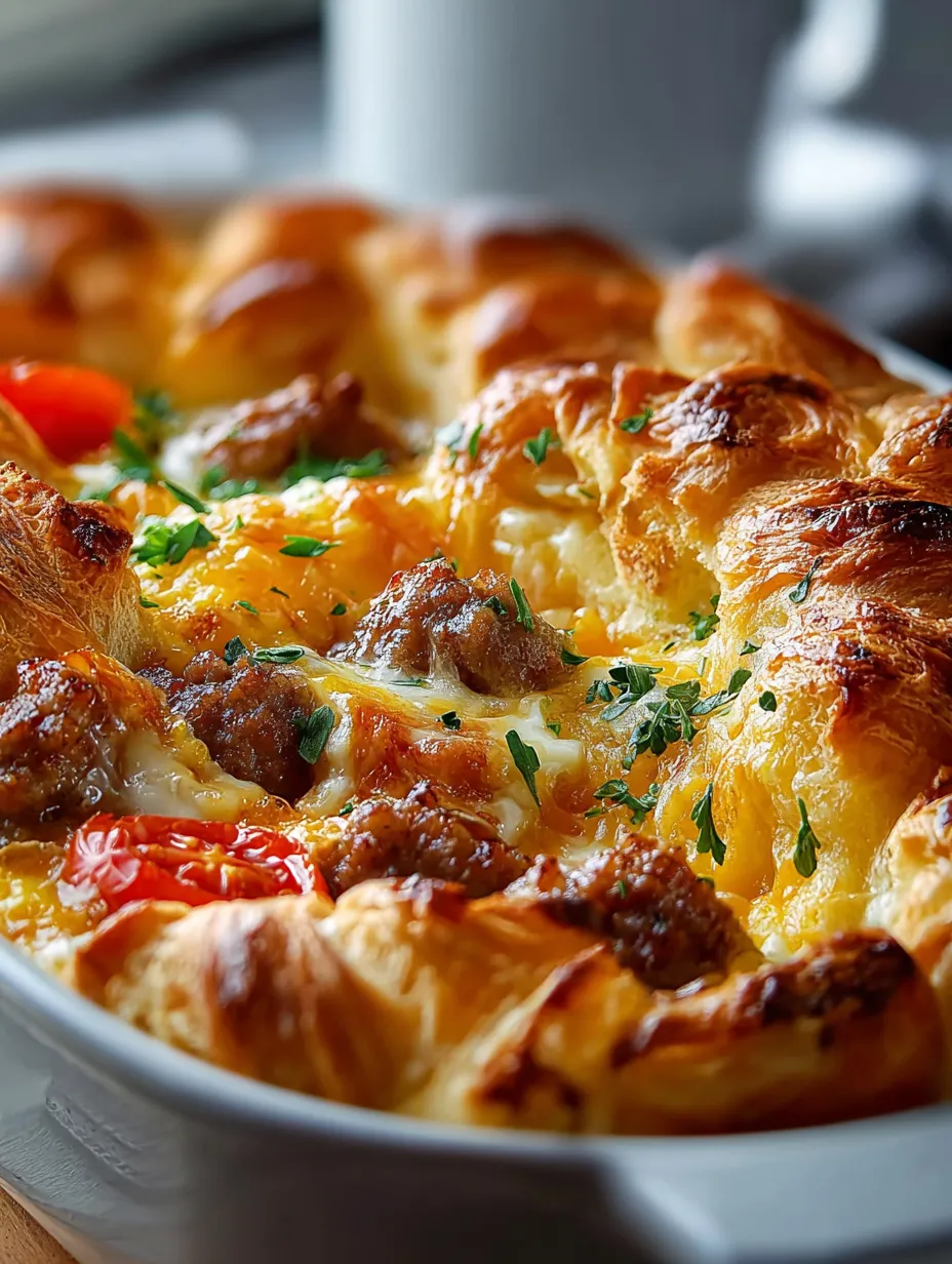 Ein gebackener Auflauf mit Fleisch und Käse.