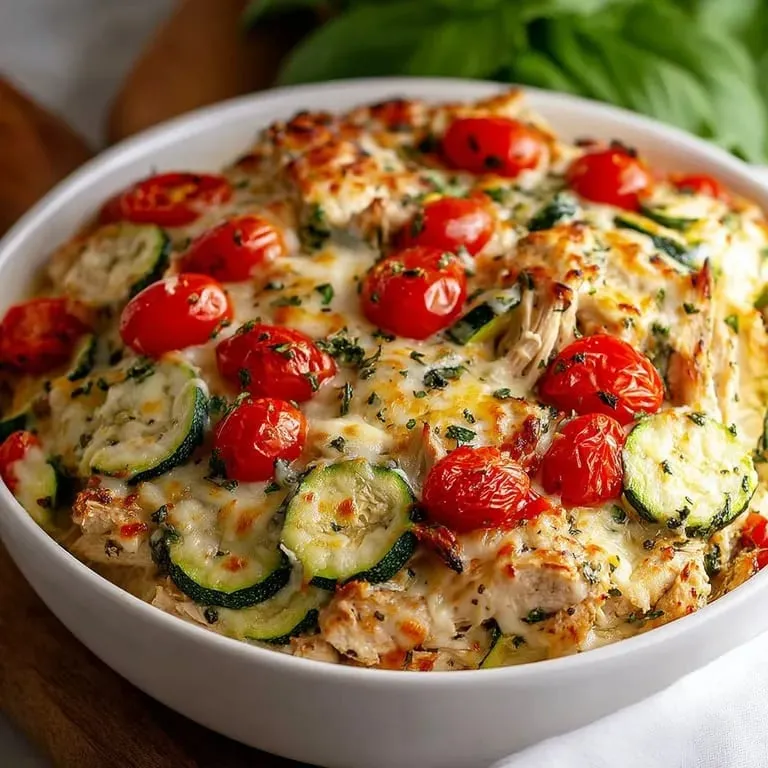 Eine Schüssel mit Tomaten und Zucchini.