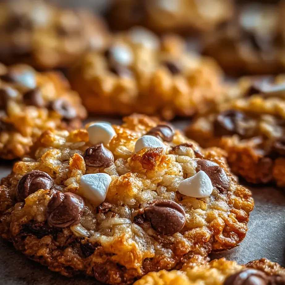 Ein Cookie aus Schokolade mit Marshmallows obendrauf, ganz nah aufgenommen.