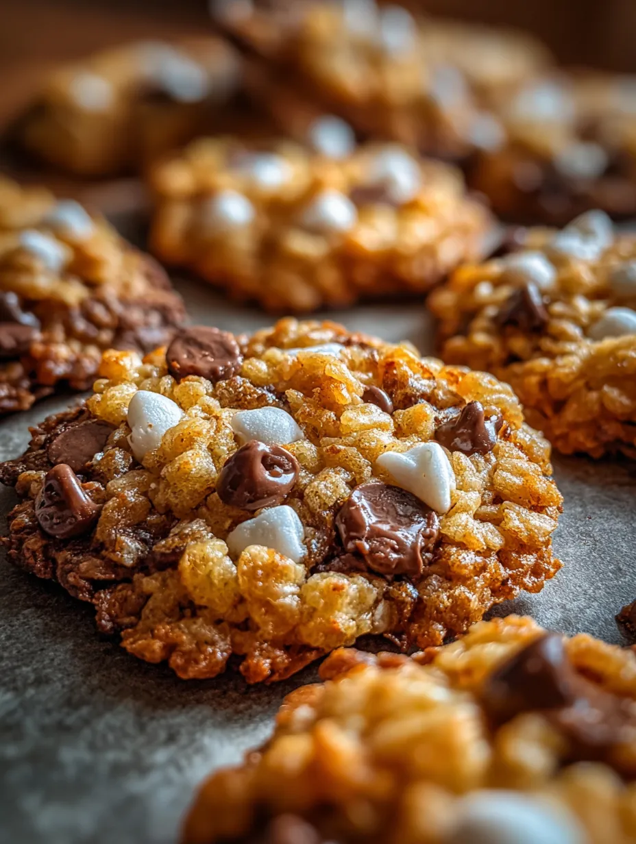 Nahaufnahme von einem Cookie mit Schokolade und Marshmallows.