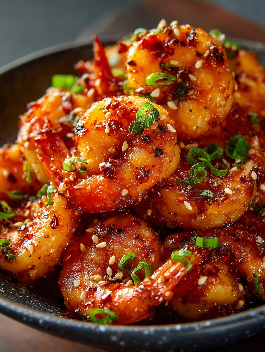 Eine Schale mit Shrimps und Gewürzen.