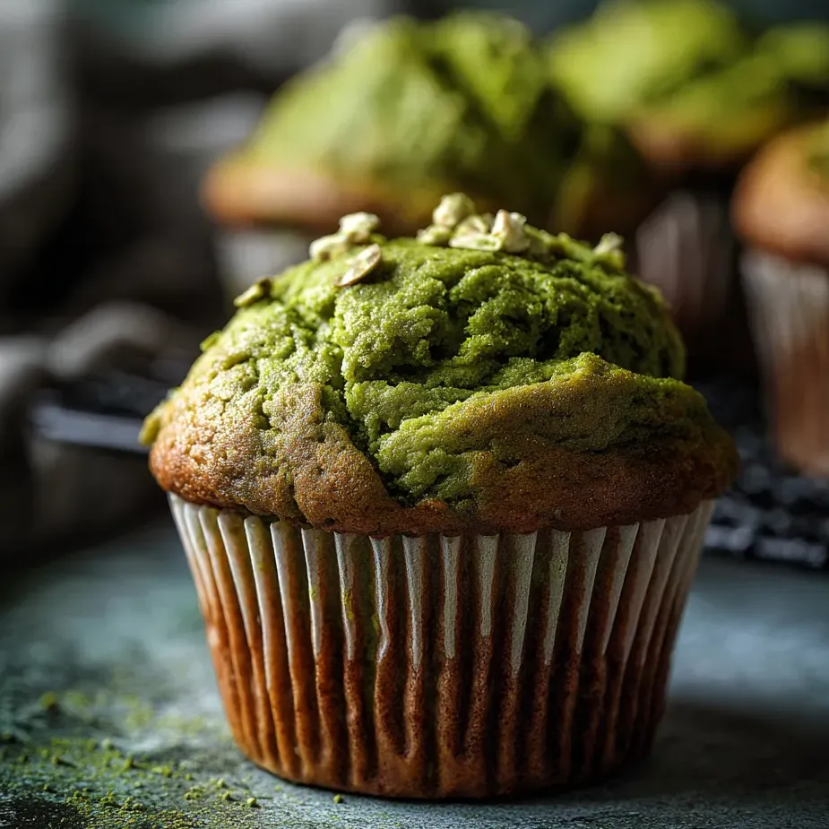 Ein Muffin mit grünem Topping.