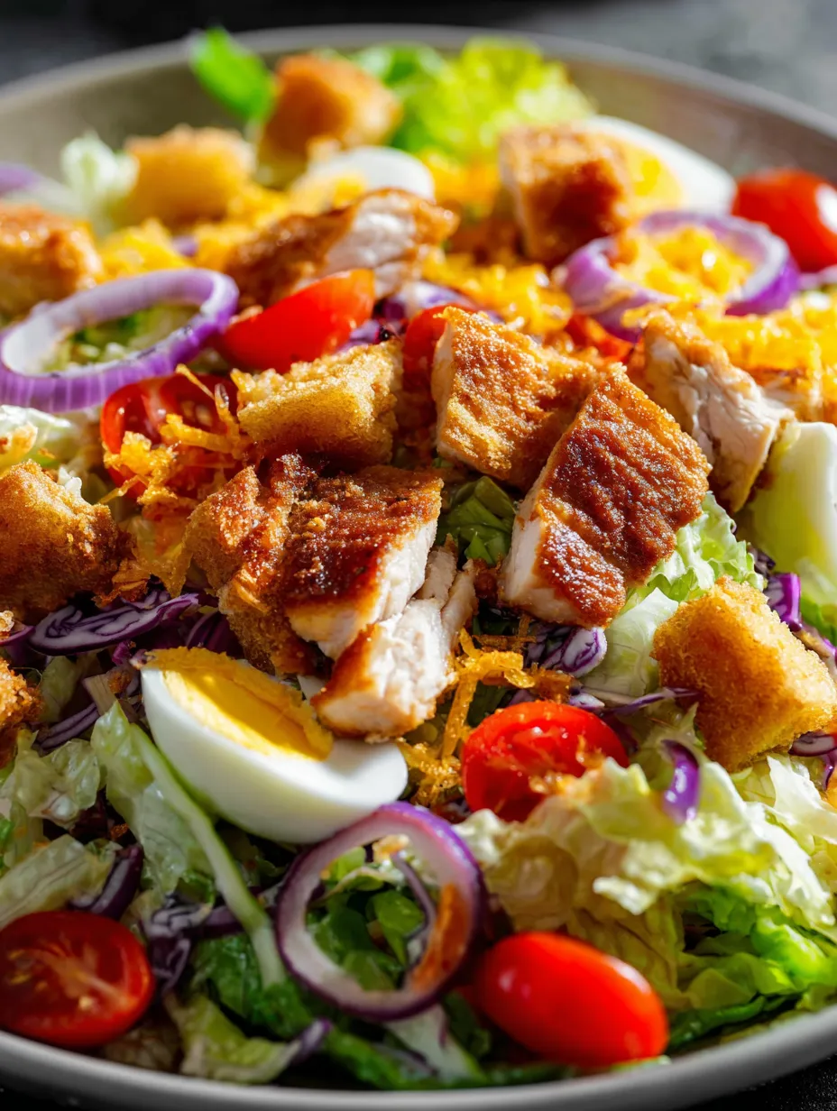 Ein Salat mit Hähnchen, Tomaten, Salat & Ei.