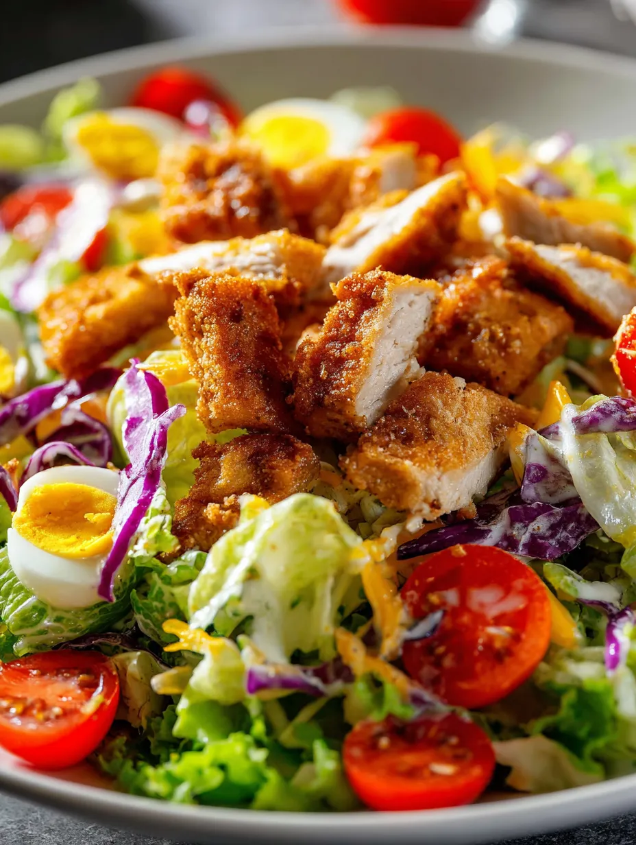 Ein Salat mit Hähnchen, Tomaten, Salat & Ei.