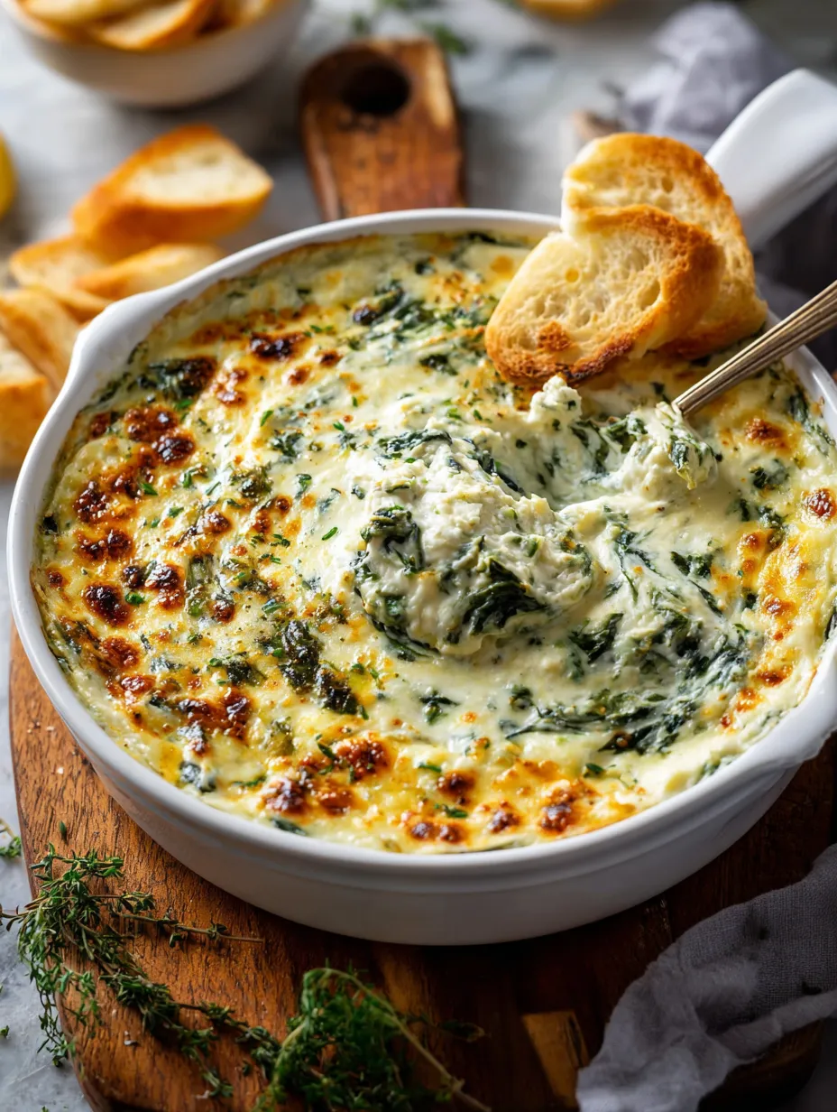Eine Schüssel cremiger Dip mit Löffel.