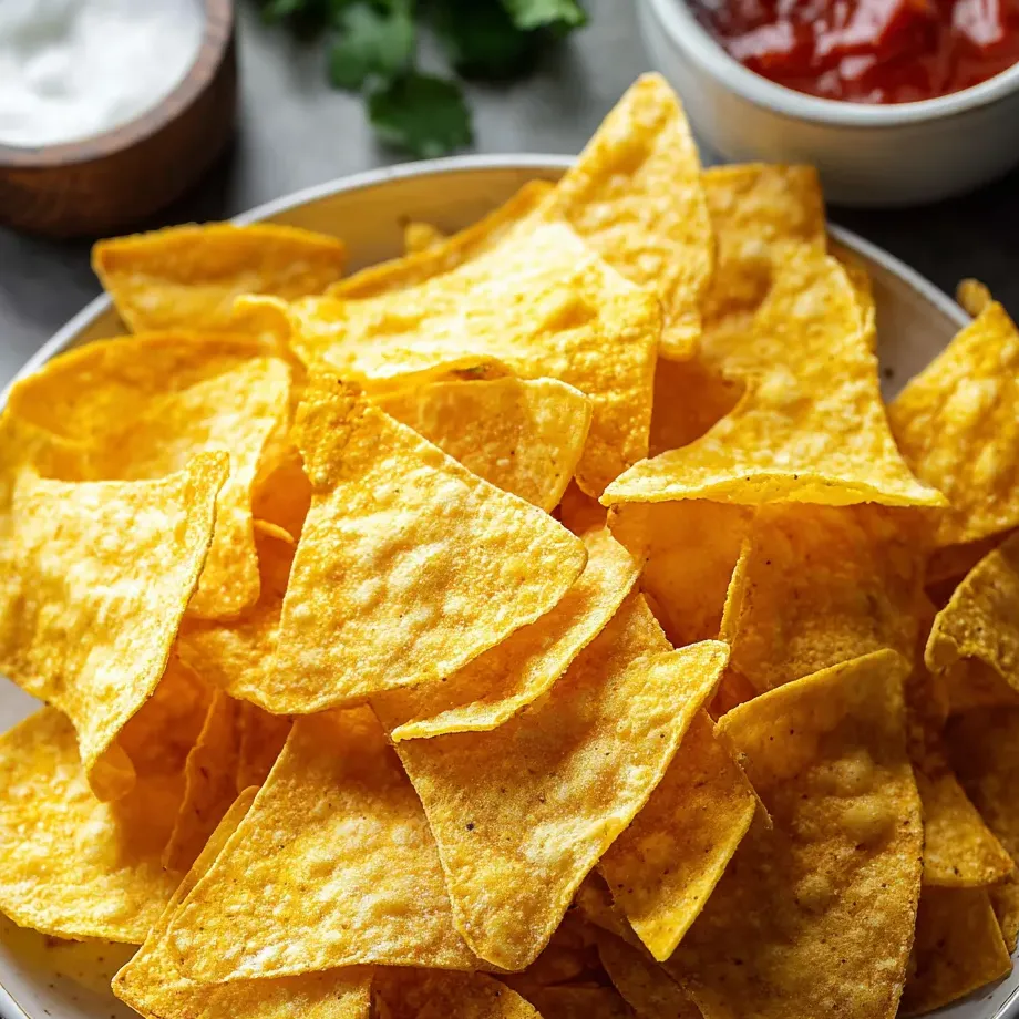 Eine Schale Chips und Ketchup an der Seite.