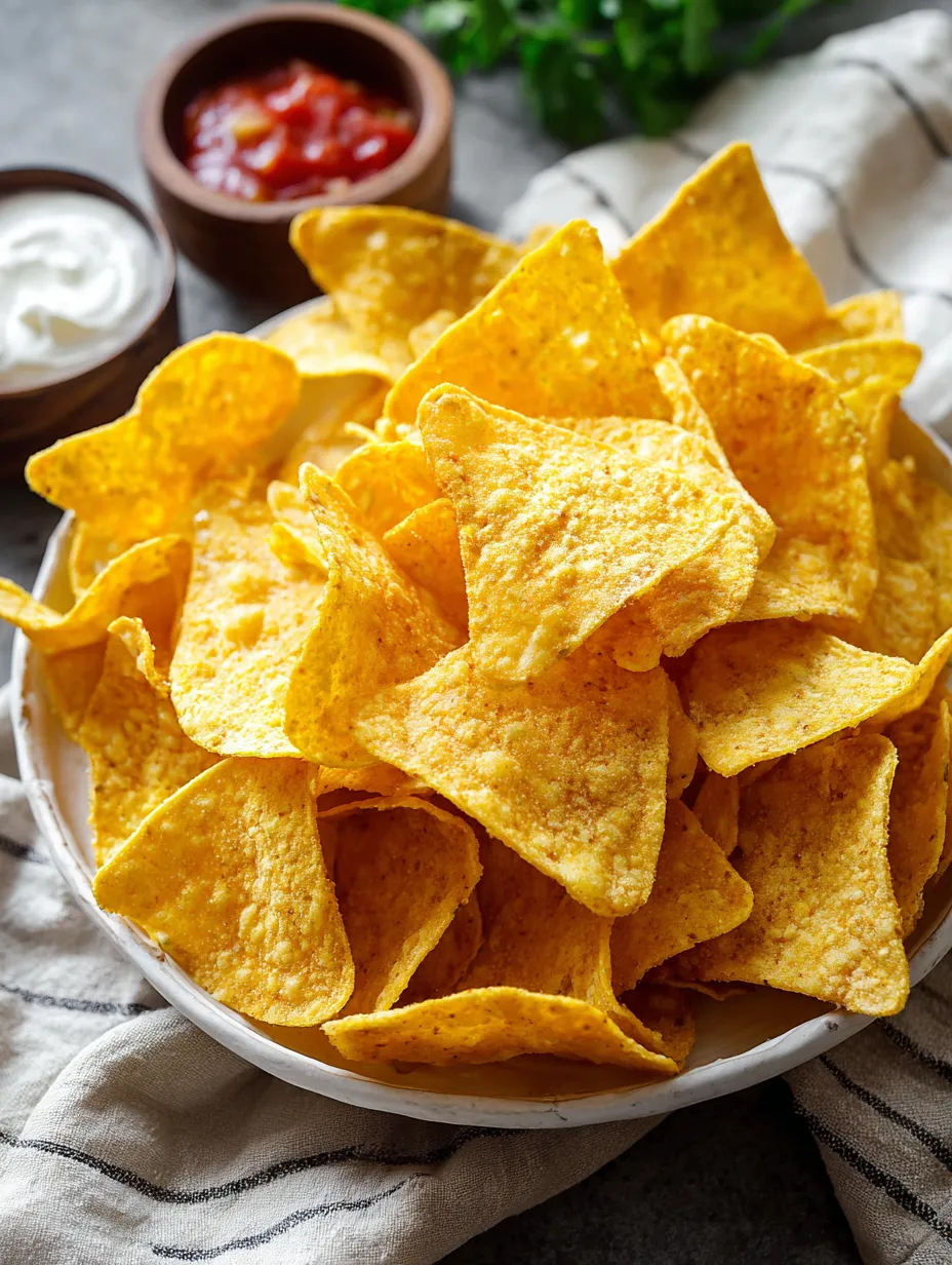 Eine Schale Chips mit Löffel drin.