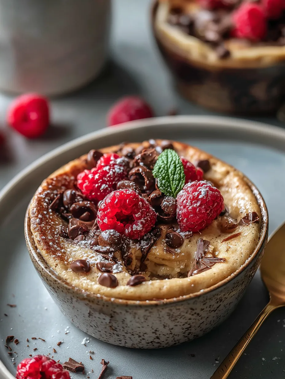Eine Schale mit Schoko und Himbeeren als Dessert.