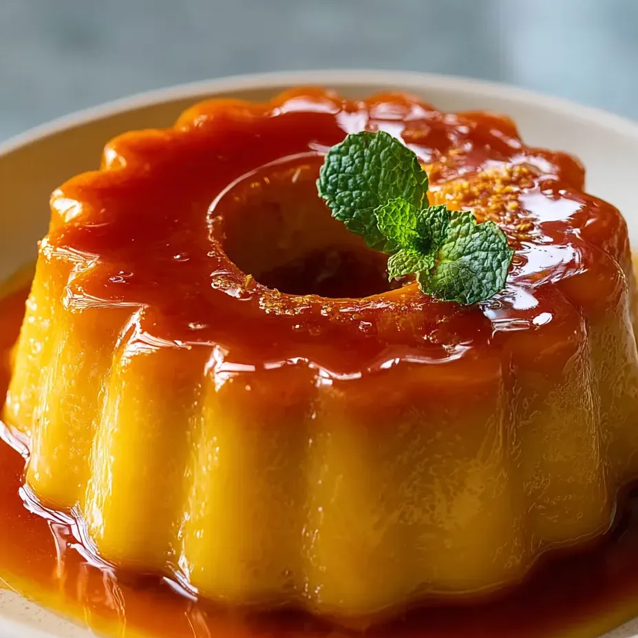 Ein Dessert mit Minzblatt obendrauf.