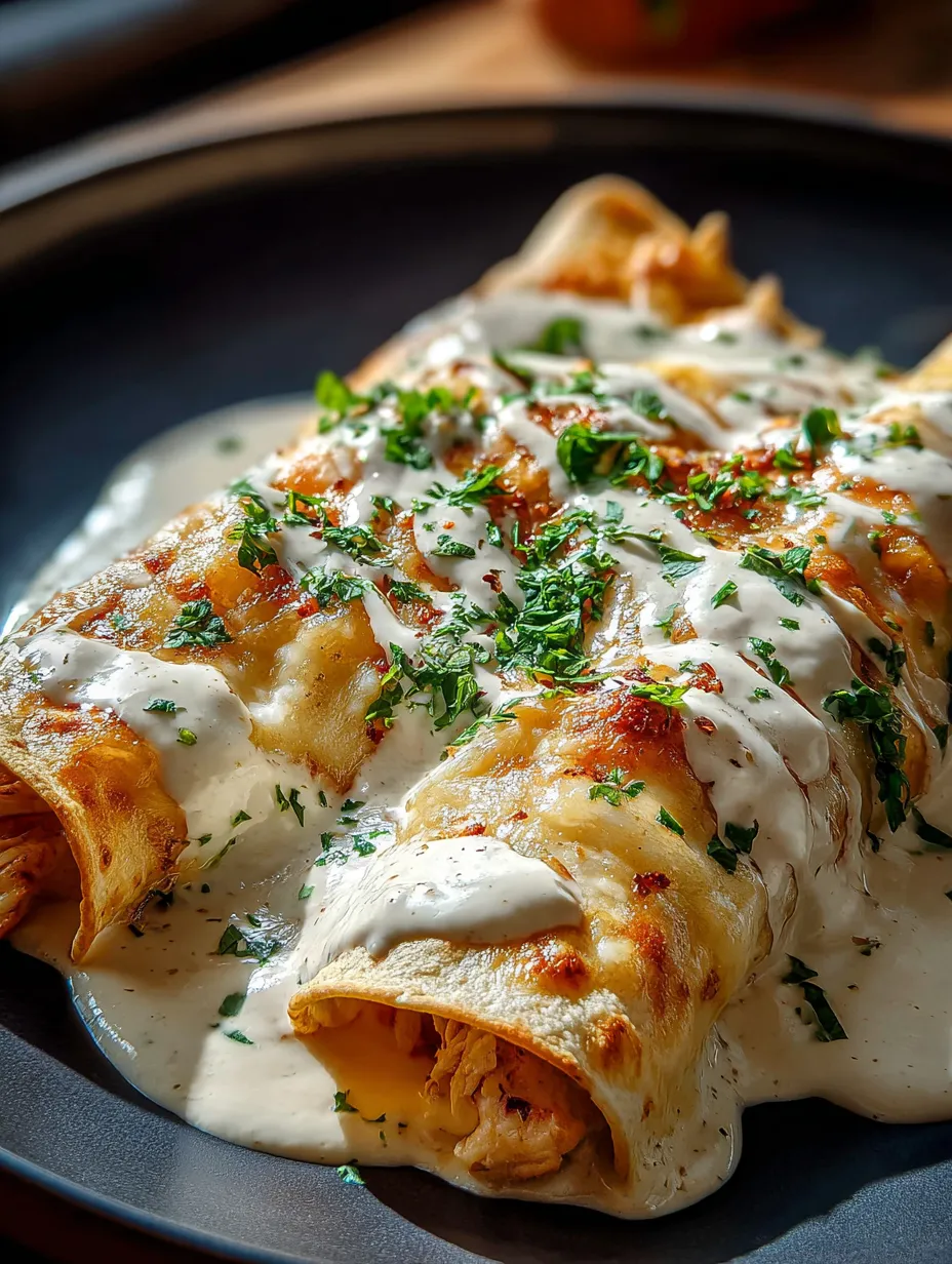 Ein Teller mit Essen und weißer Sauce.