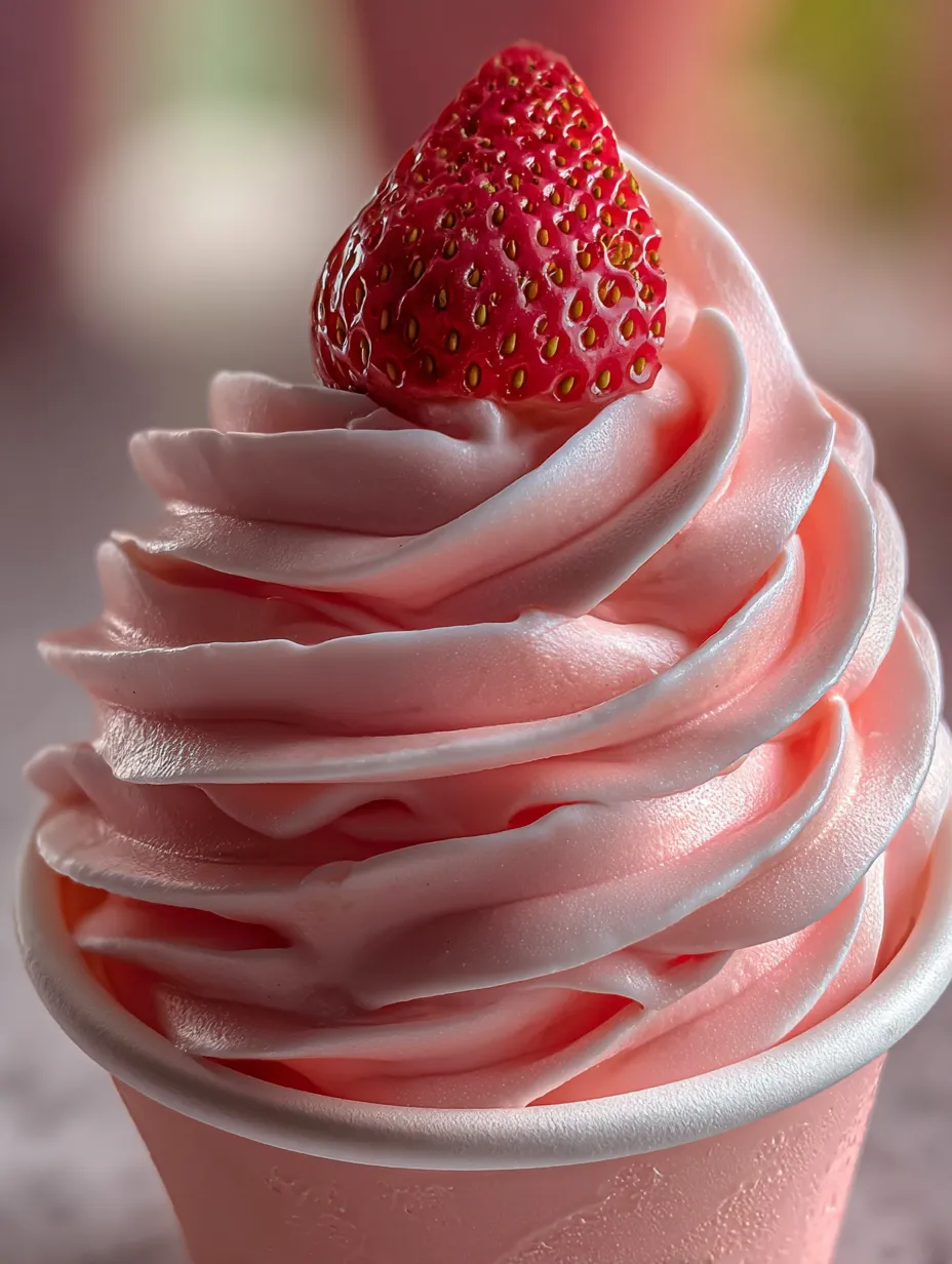 Ein Cupcake mit rosa Frosting und einer Erdbeere obendrauf.