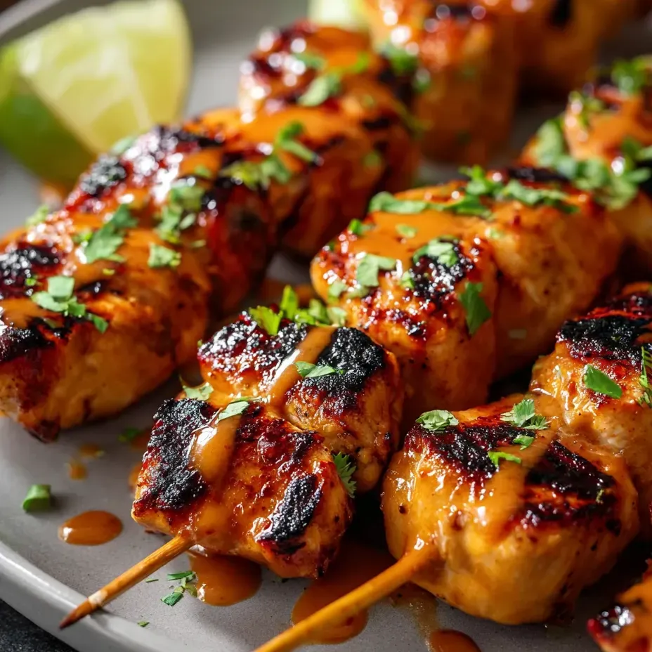 Eine Platte mit Schaschlik und Soße.