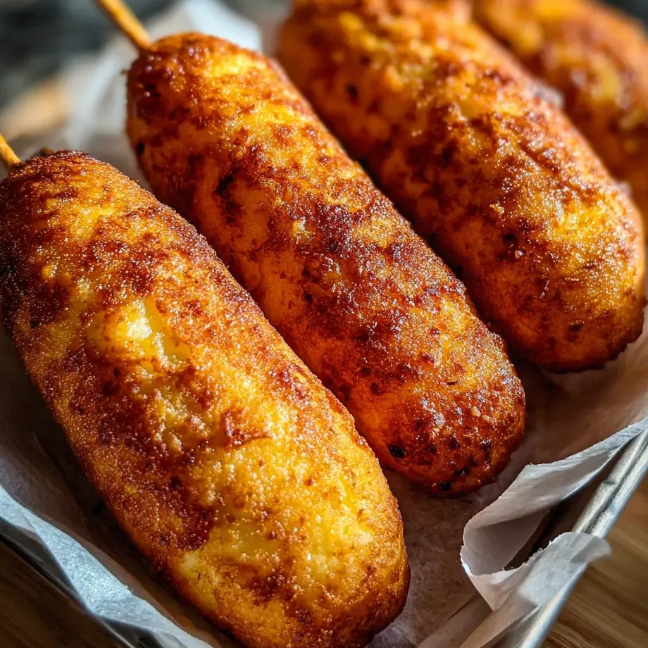 Ein Korb voll Corn Dogs.