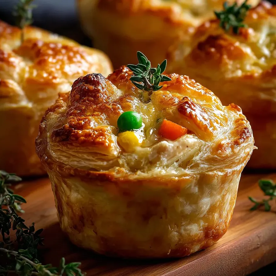 Kleine Pastete mit grünem Topping oben drauf.