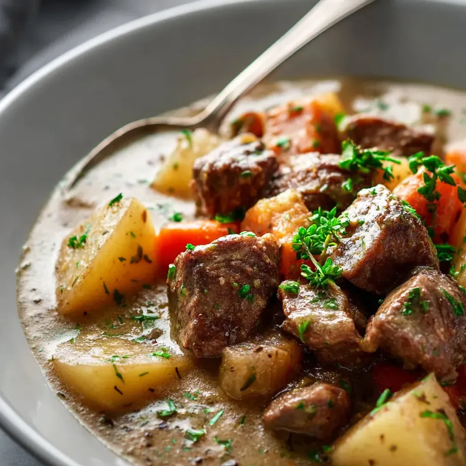 Suppenschale mit Fleisch und Gemuese.