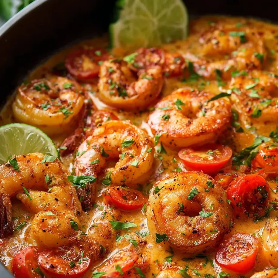 Eine Schale mit Garnelen und Tomaten.