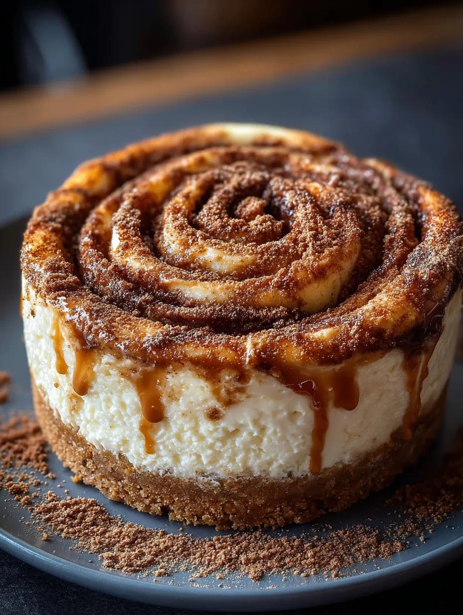 Ein Kuchenstück mit Karamellwirbel obendrauf.