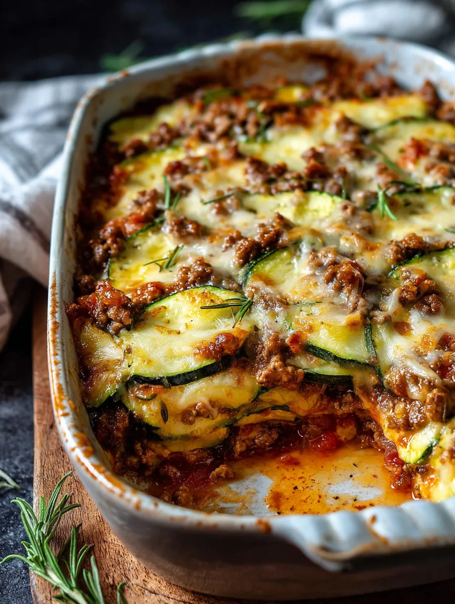 Eine Pfanne mit Zucchini und Fleisch.