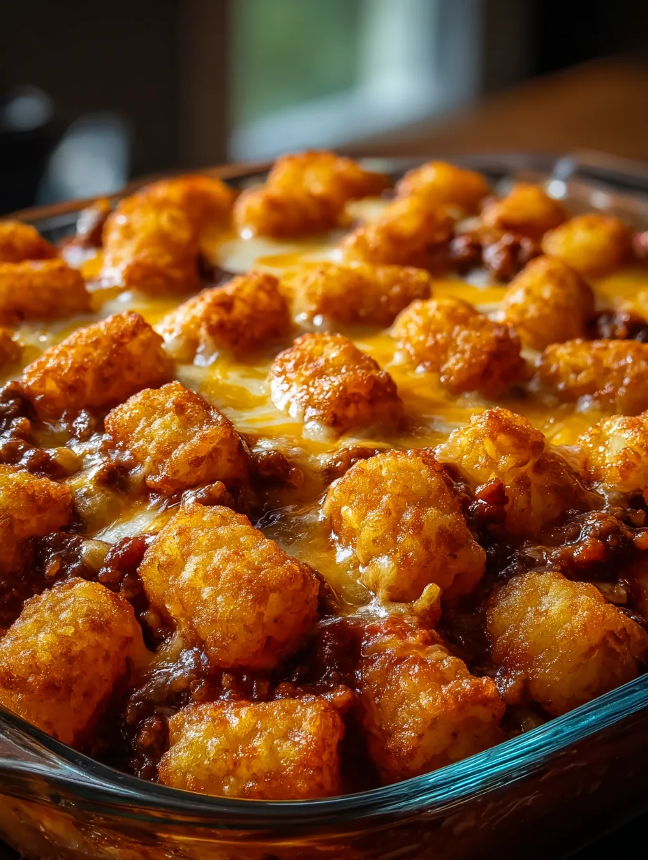 Ein Teller mit überbackenen Tater Tots.