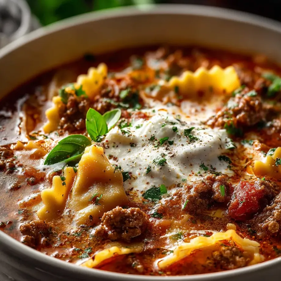 Ein Teller Pasta mit Fleisch und Käse.