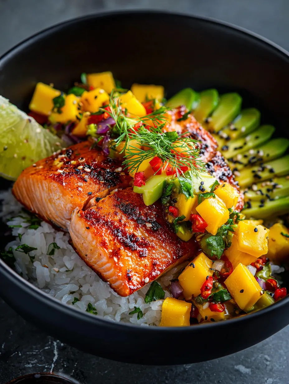Eine Schüssel mit Fisch und Gemüse.