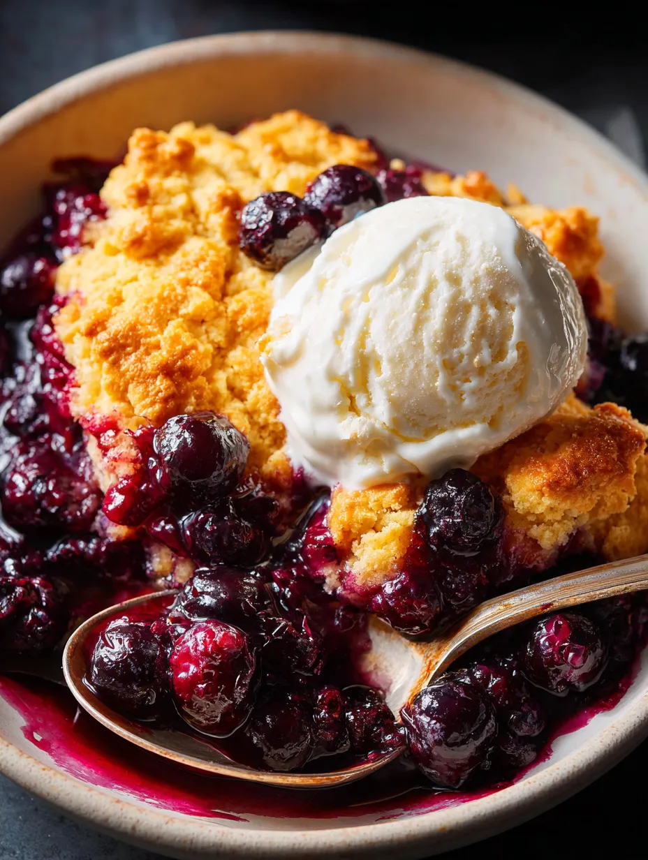 Eine Schale mit Beeren, oben eine Kugel Eis.