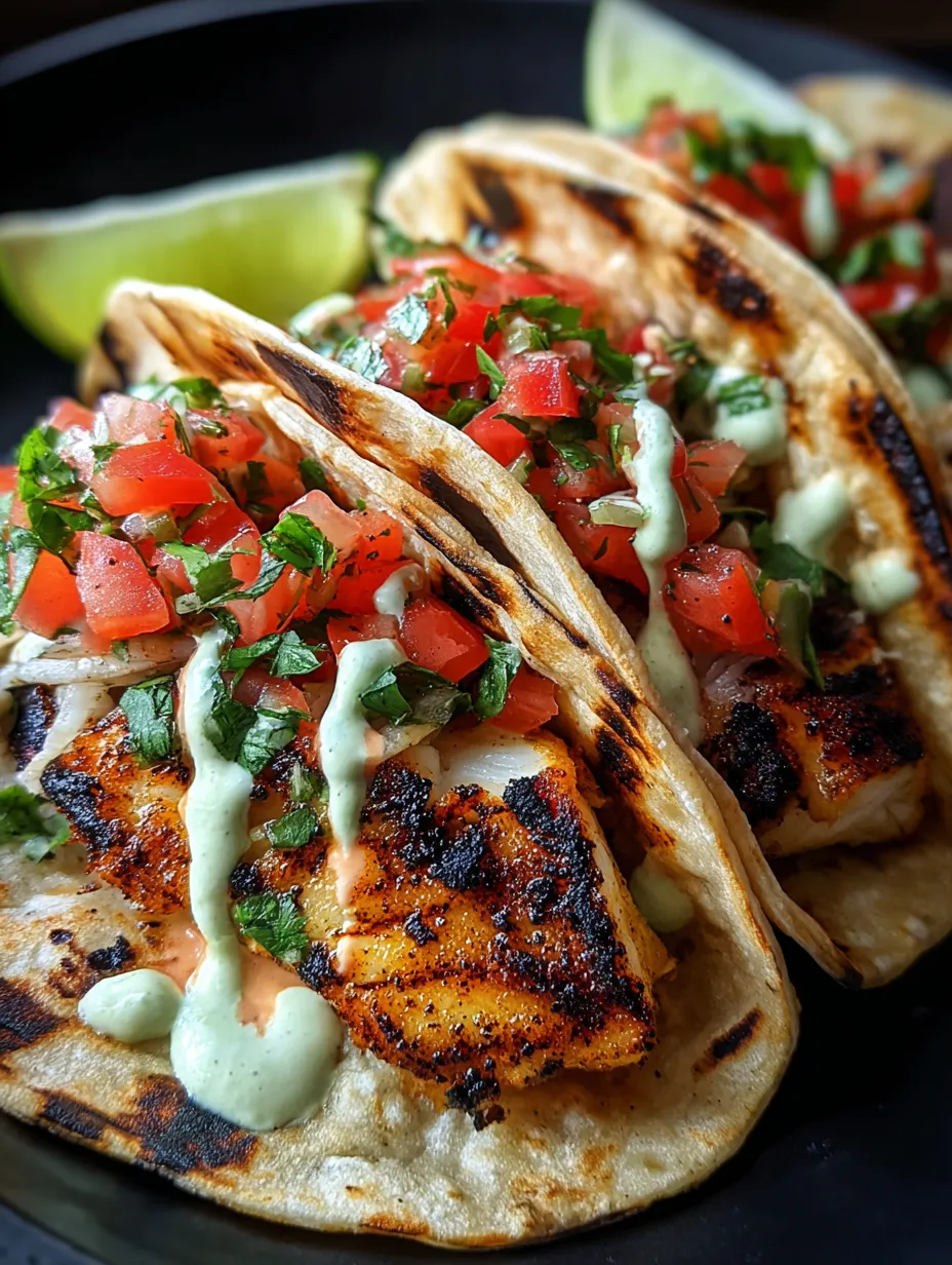 Zwei Fisch-Tacos mit Tomaten und Limette.