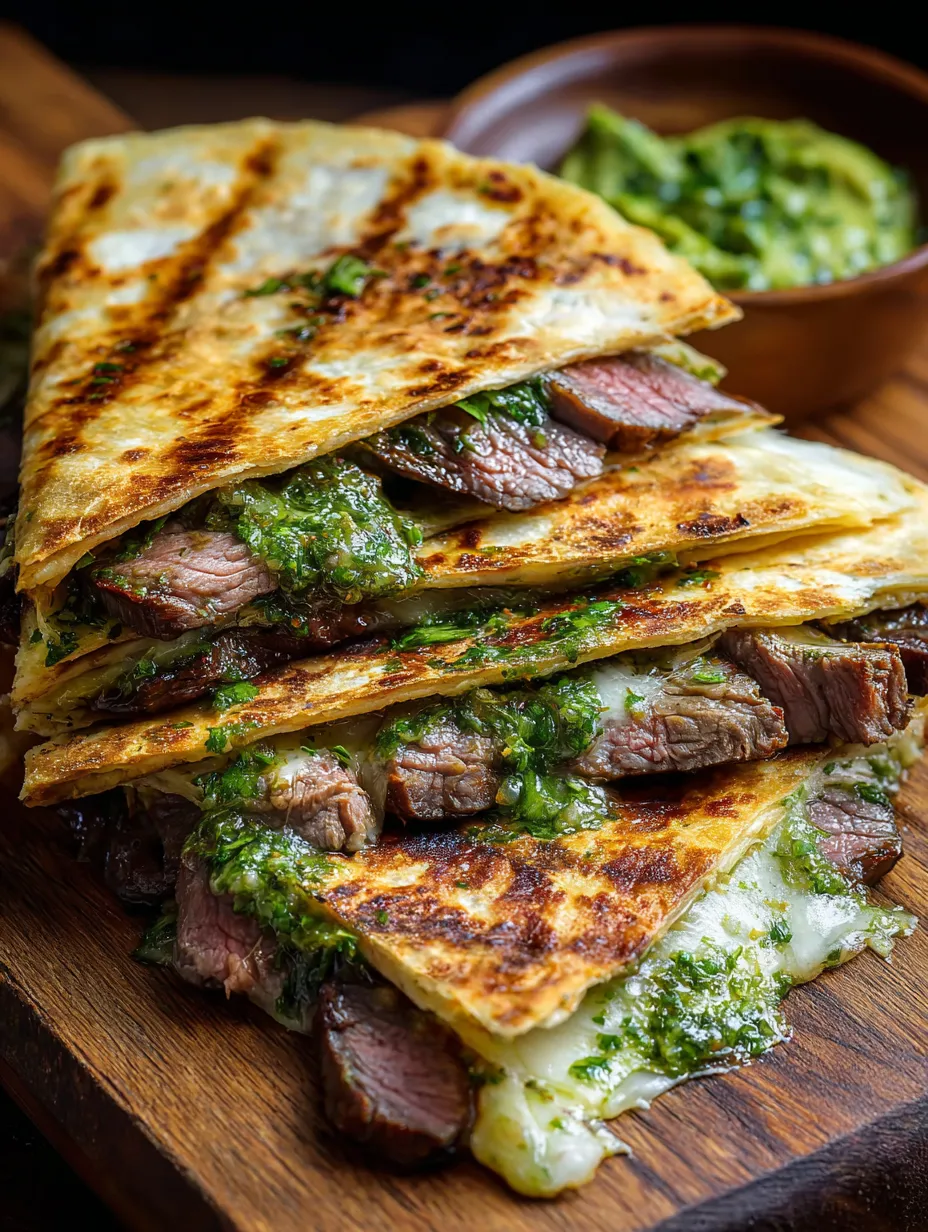 Ein Stapel Steak-Tacos mit grüner Soße.