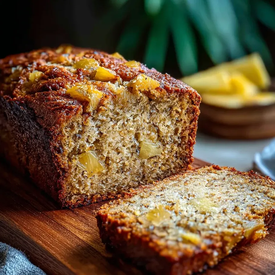 Ein Stück Brot mit Früchten oben drauf.