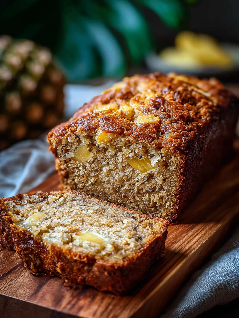 Eine Scheibe Brot mit Ananas oben drauf.