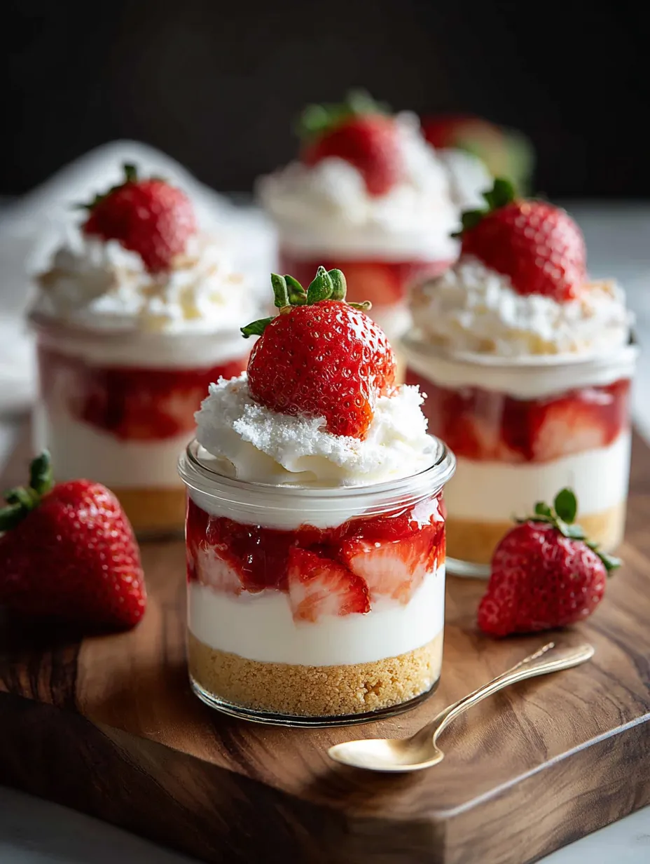 Ein Dessert mit Erdbeeren und Sahne.